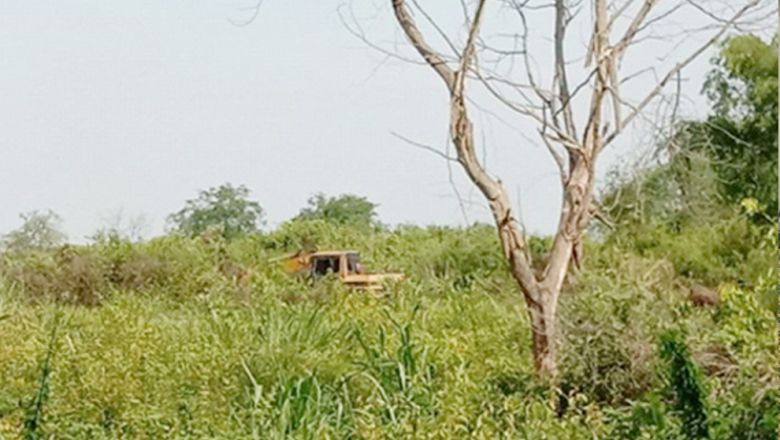 An excavator is caught clearing flooded forestland that had destroyed the national fish sanctuary in Kampong Kor commune’s Khsach Chiros village in Kampong Svay district. Photo supplied
Content image - Phnom Penh Post